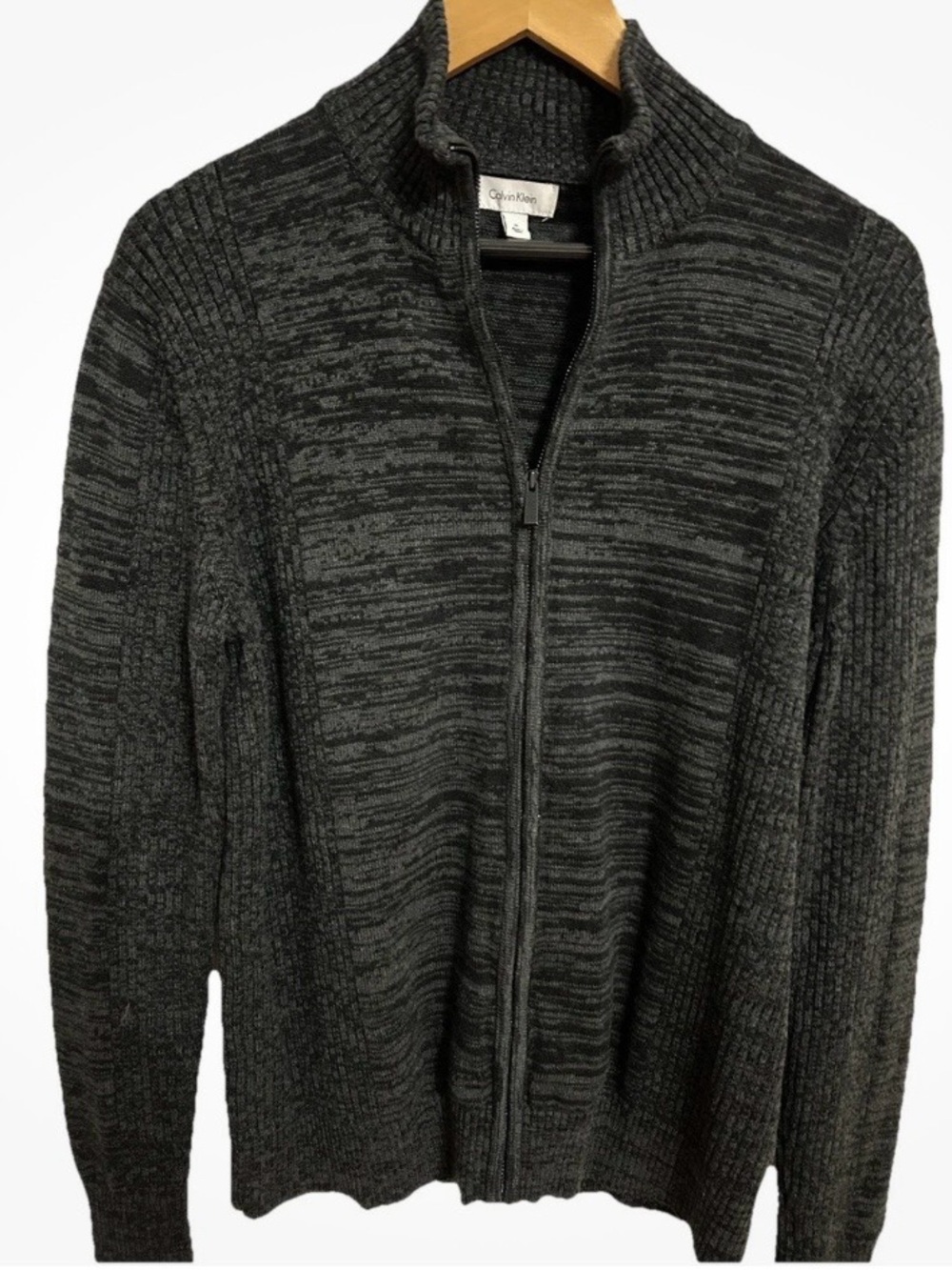 Calvin Klein Dark Gray Full Zip Knit Sweater Mens M